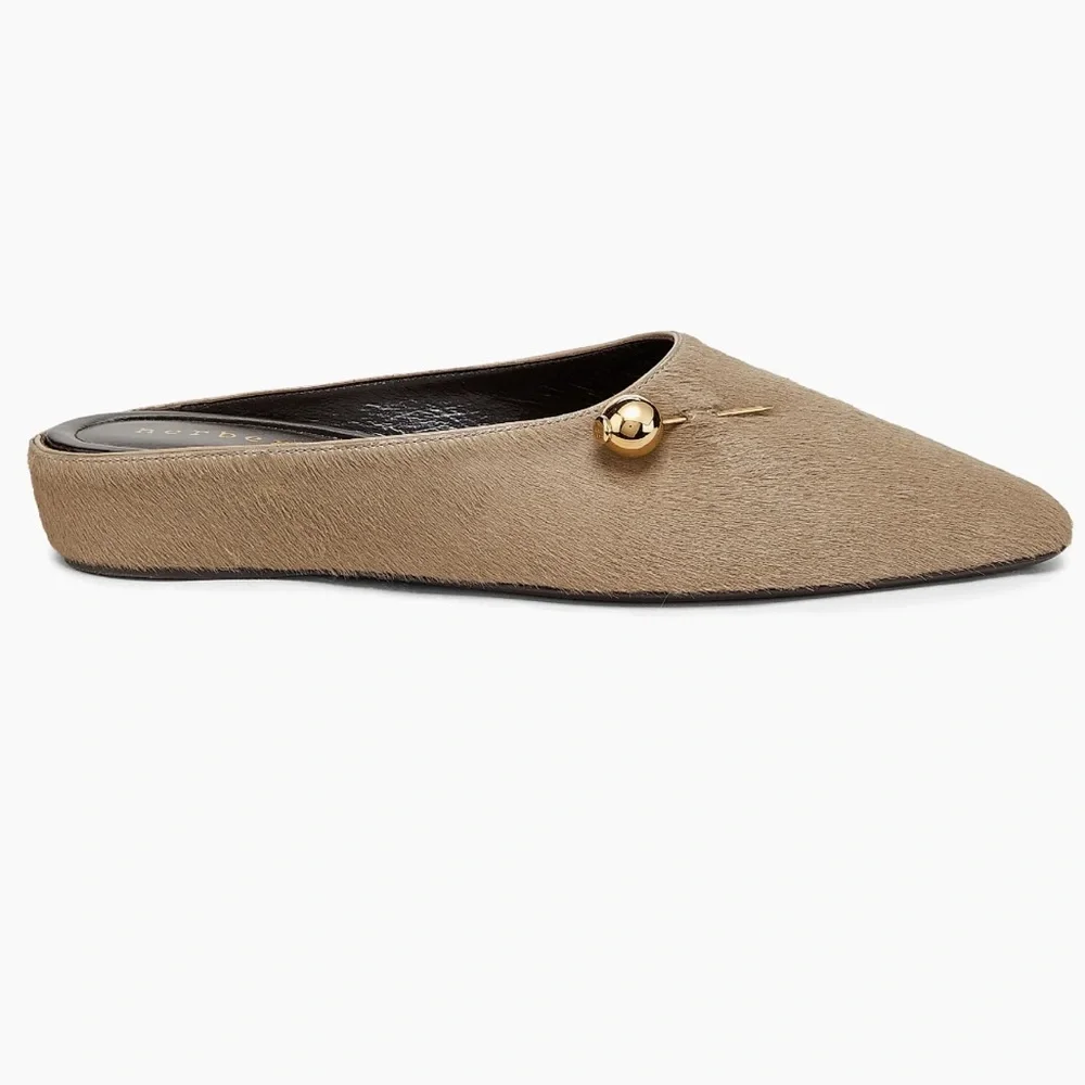 Chic Tan Mules with Gold Detail - Picture 1 of 6